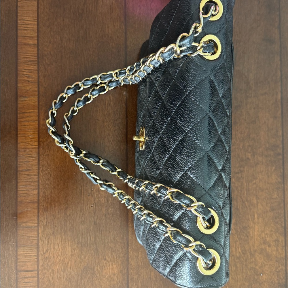 Chanel Black Caviar Vintage Jumbo Single Flap -24k gold hardware - Picture 14 of 17